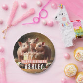 3匹の小さな豚お誕生日ケーキ ペーパープレート (パーティー)