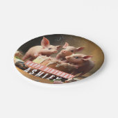 3匹の小さな豚お誕生日ケーキ ペーパープレート (アングル)