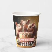 3匹の小さな豚お誕生日ケーキ 紙コップ (裏面)