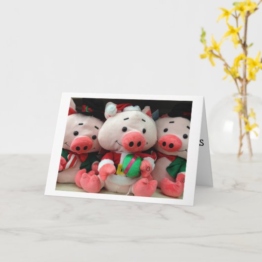 3匹の小さな豚がお前に誕生日を願う カード (黄色い花)