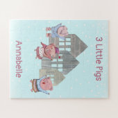 3匹の小さな豚とその家パーソナライズされた ジグソーパズル (横)