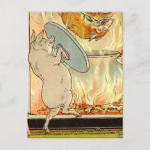 3匹の小さな豚：オオカミのはがきに落ちた