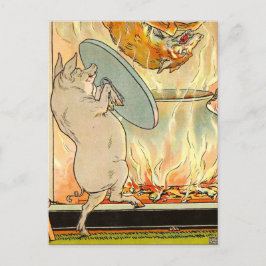 3匹の小さな豚：オオカミのはがきに落ちた ポストカード