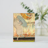 3匹の小さな豚:オオカミのはがきに落ちた ポストカード (スタンド正面)