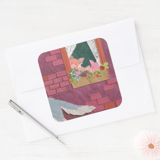 3匹の小さな豚 スクエアシール (封筒)