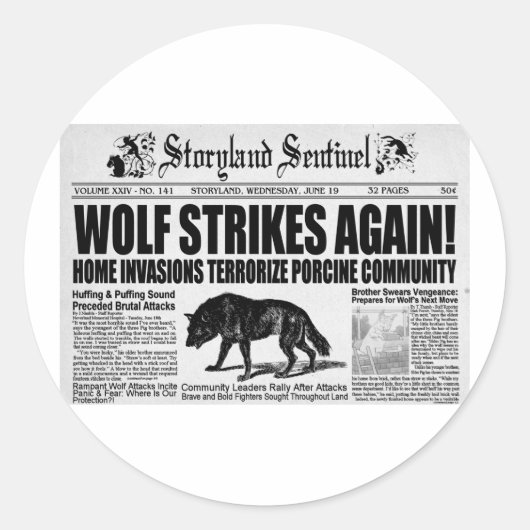 3匹の小さな豚 ラウンドシール (正面)