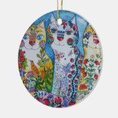 3匹の幸せな猫 セラミックオーナメント (左)