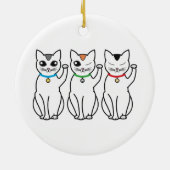 3匹の幸運な猫のオーナメント セラミックオーナメント (裏面)