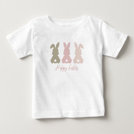 3匹の愛らしいウサギ | ハッピーイースター ベビーTシャツ (正面)