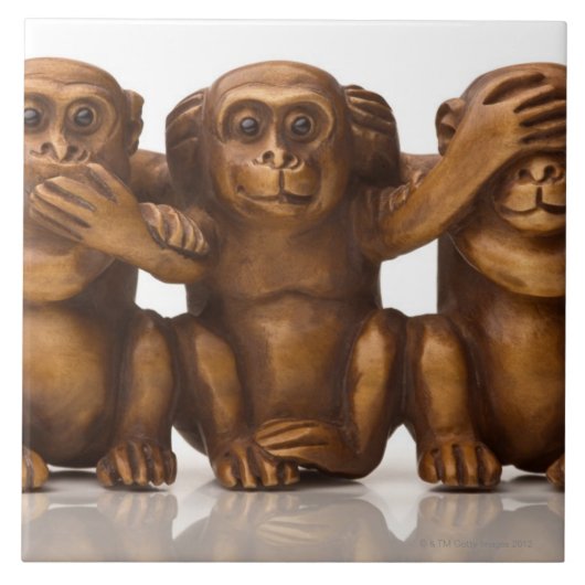 3匹の木猿の切り分けること タイル (正面)