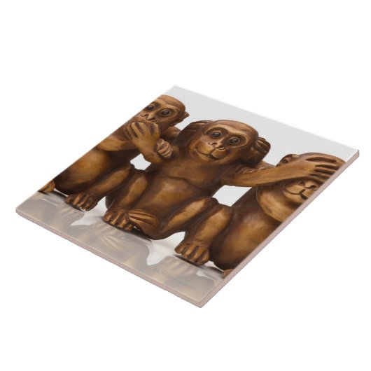 3匹の木猿の切り分けること タイル (側面)