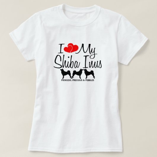 3匹の柴犬犬が好き Tシャツ (デザイン正面)