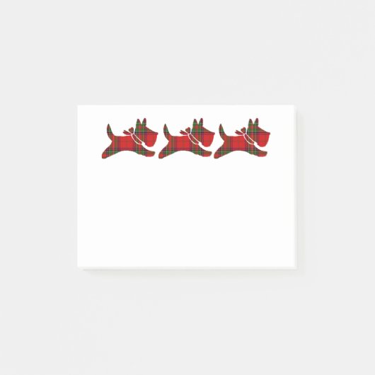 3匹の格子縞のスコッチテリアは個人化なります ポストイット (正面)