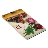 3匹の犬とバラのモノグラム マグネット (右側)