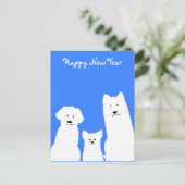 3匹の犬シルエット 年賀状(縦) シーズンポストカード (スタンド正面)