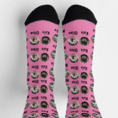 3匹の犬3名パーソナライズされたピンク色の犬の写真 ソックス (上部)