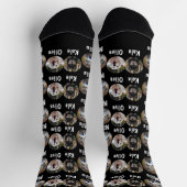 3匹の犬3名パーソナライズされた黒い犬の写真 ソックス (上部)