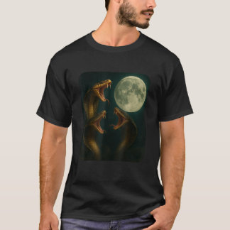 3匹の狼の面白いミーム 三匹のコブラと月 陽気なオタク Tシャツ