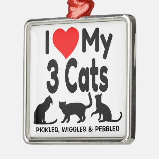 3匹の猫が大好きオーナメント メタルオーナメント (左)