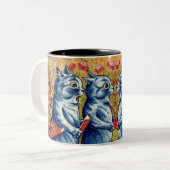 3匹の猫が歌っている。ガウアッシュ・バイ・ルイ・ワイン， 1925 ツートーンマグカップ (正面左)