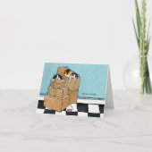 3匹の猫と箱 |引っ越しましたメモカード 案内状 (正面)