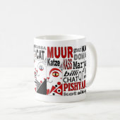 3匹の猫のマグ11oz。 、黒い赤い、白い コーヒーマグカップ (正面右)