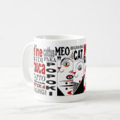 3匹の猫のマグ11oz。 、黒い赤い、白い コーヒーマグカップ (正面左)