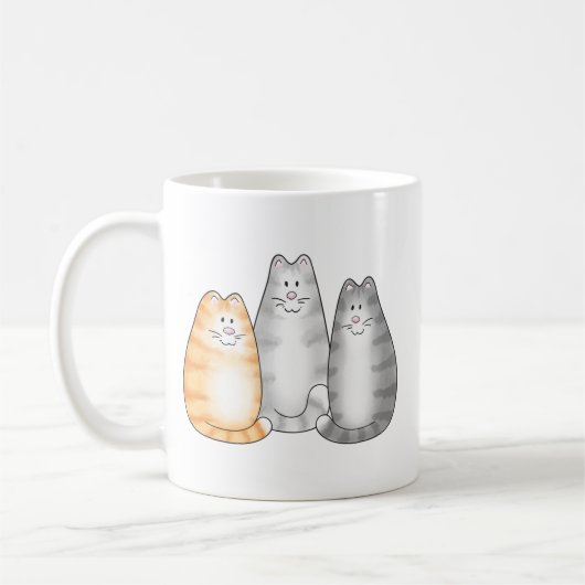 3匹の猫のマグ コーヒーマグカップ (左)