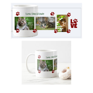 3匹の猫の写真 名前 モダン かわいい 新しいペット コーヒーマグカップ
