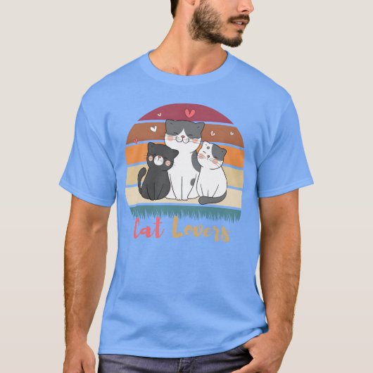 3匹の猫の猫好き Tシャツ (正面)