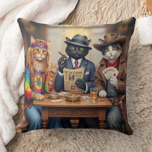 3匹の猫 クッション (ブランケット)