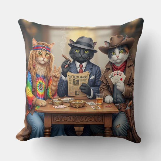 3匹の猫 クッション (正面)