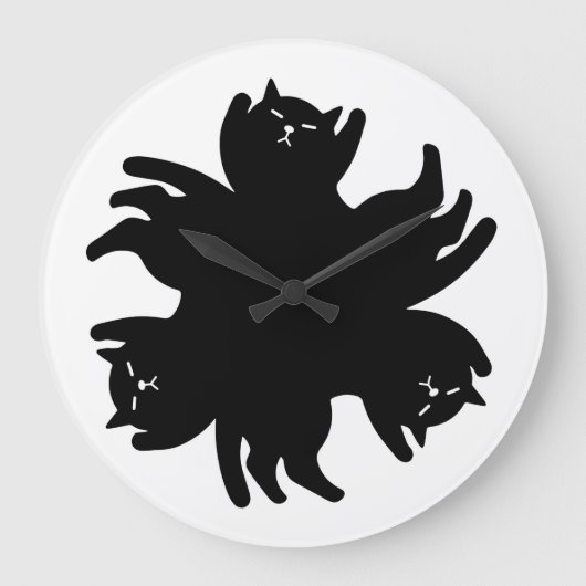 3匹の猫。シック。かわいい。カッコいい ラージ壁時計 (正面)