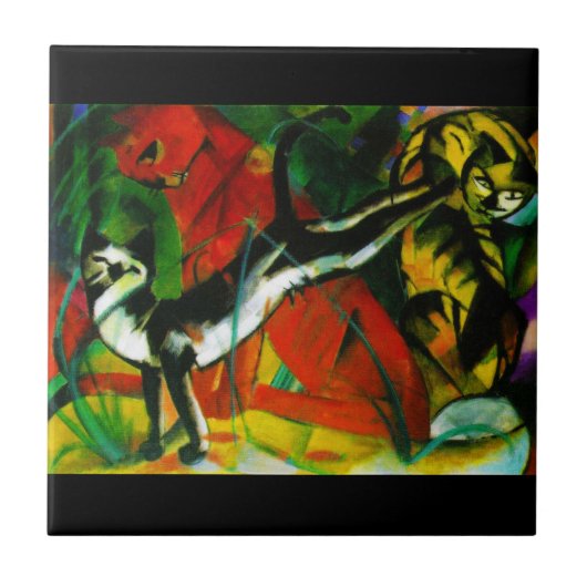 3匹の猫 タイル (正面)