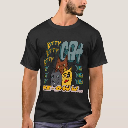 3匹の猫 - 子猫 ニャー Tシャツ (正面)
