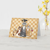 3匹の猫-空白のなカード カード (黄色い花)