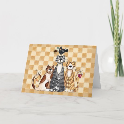 3匹の猫-空白のなカード カード (正面)