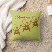3匹の猿のかわいい漫画の動物園またはジャングル動物 クッション (ブランケット)