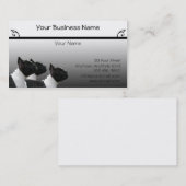 3匹の白黒フレンチ・ブルドッグのポートレート 名刺 (正面/裏面)