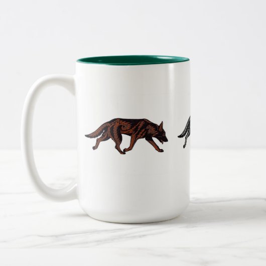3匹の種族のジャーマン・シェパード ツートーンマグカップ (左)