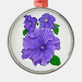 3匹の紫色のペチュニア メタルオーナメント (正面)