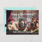 3匹の良い犬と獣医のクリスマス ポストカード (正面/裏面)