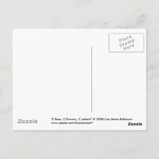 3匹の蜂、3つの花、2つの手紙-猫の郵便はがき ポストカード (裏面)