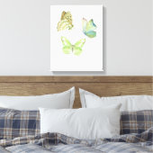 3匹の蝶の壁画 - ラッピングされたキャンバス キャンバスプリント (インサイチュ (寝室))