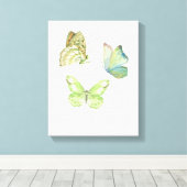 3匹の蝶の壁画 - ラッピングされたキャンバス キャンバスプリント (インサイチュ (ウッドフロア))