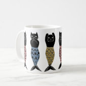 3匹の賢い人魚猫 コーヒーマグカップ (正面左)