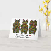 3匹の賢い猫の挨拶状 カード (黄色い花)