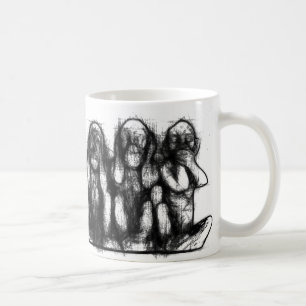 3匹の賢い猿のスケッチのマグ コーヒーマグカップ
