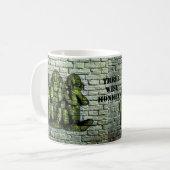 3匹の賢い猿の落書きのマグ コーヒーマグカップ (正面左)