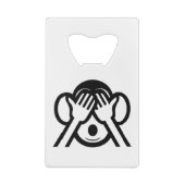 3匹の賢い猿のMizaruの見ざるは邪悪なEmojiを見ません クレジットカード栓抜き (裏面)